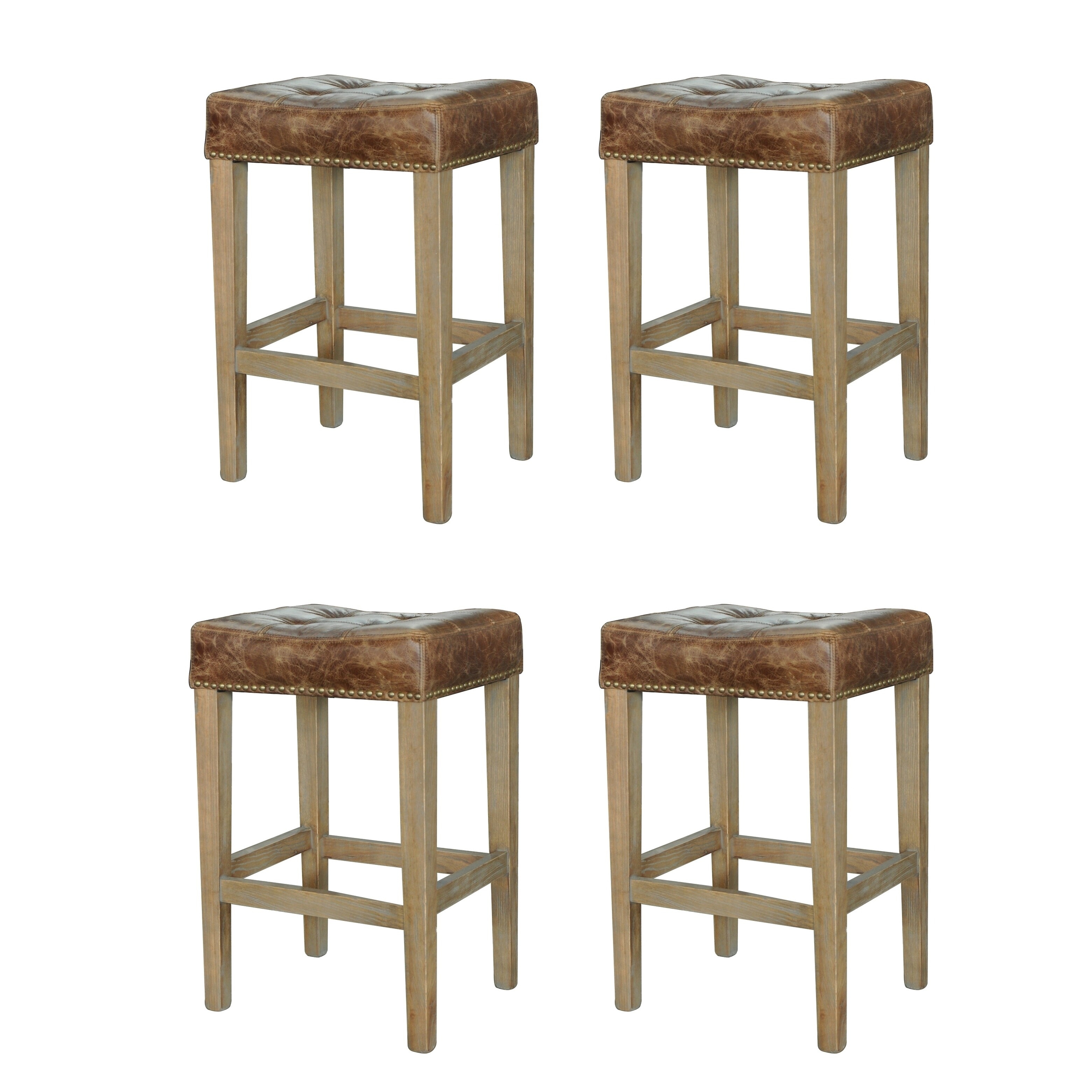 Carbon Loft Nazerene Leather Tan French Style Bar Stool Set Of 4 On Sale Overstock 30378148