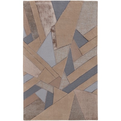 Cutlor Tufted Graphic Wool Rug, Tan/Gray/Cool Blue, Area Rug