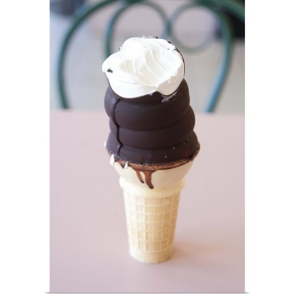 Chocolate dipped ice cream cone with one bite out of it. Poster Print Multi Bed Bath Beyond 16444038