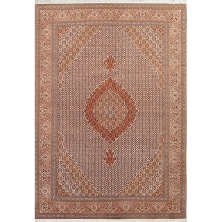 Vegetable Dye Geometric Tabriz Mahi Persian Wool Area Rug Hand-knotted ...