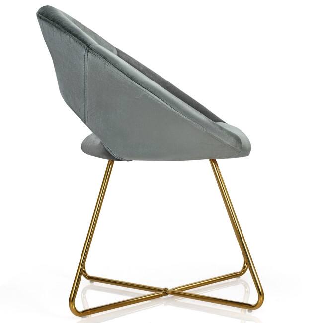 Modern Accent Velvet Dining Arm Chair with Golden Metal Legs and Soft Cushion