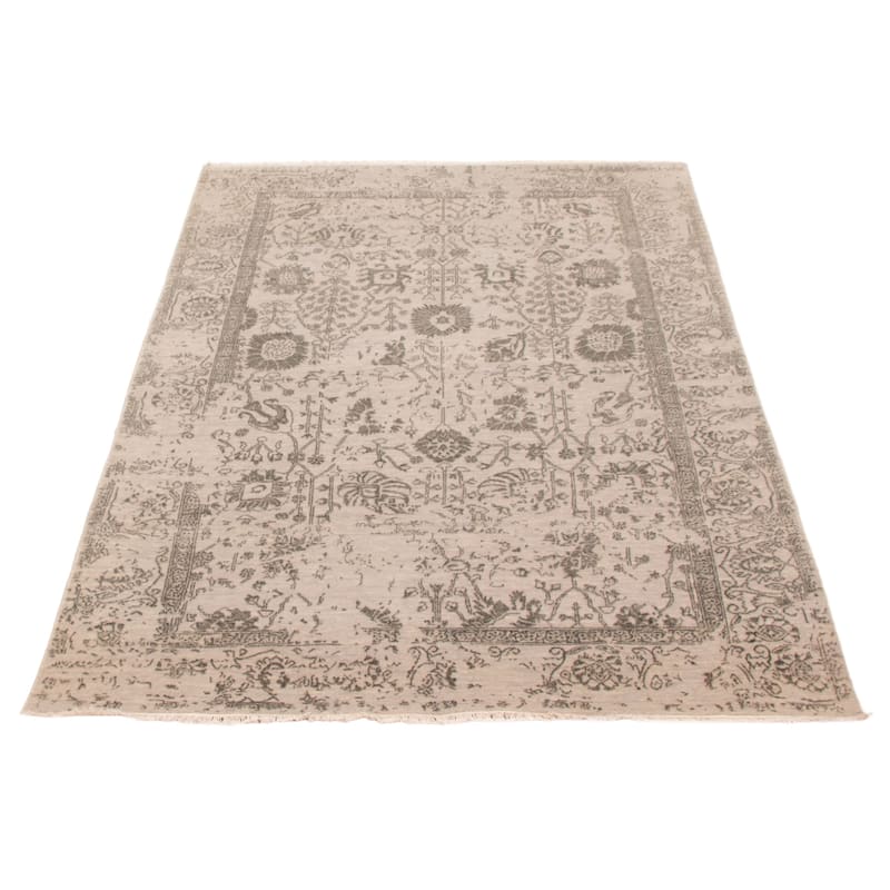 ECARPETGALLERY Hand-knotted Heritage Grey Silk, Wool Rug - 5'6 x 8'2