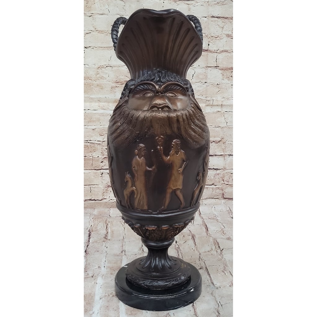 Hot Cast Bronze Ancient Cultural Middle Eastern Decorative Urn Sculpture Signed Art