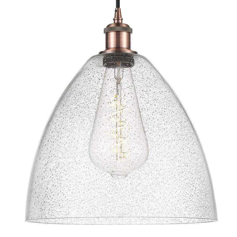 Innovations Lighting 516-1P-15-12 Bristol Pendant Bristol Glass 12" - Antique Copper / Seedy