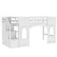preview thumbnail 30 of 28, Twin Size Loft Bed with Storage Staircase and Window, Wood Twin Loft Bunk Bedframe w/Full-Length Guardrail, No Box Spring Needed