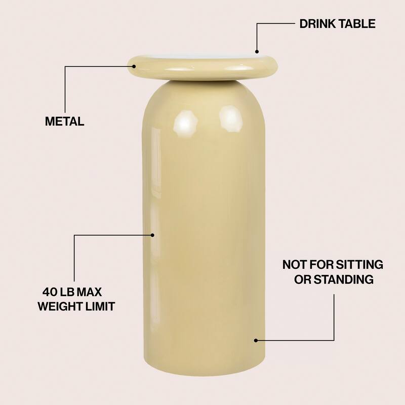 Oliver 22.75" Metal Sleek Cylinder Drink Table, by JONATHAN Y