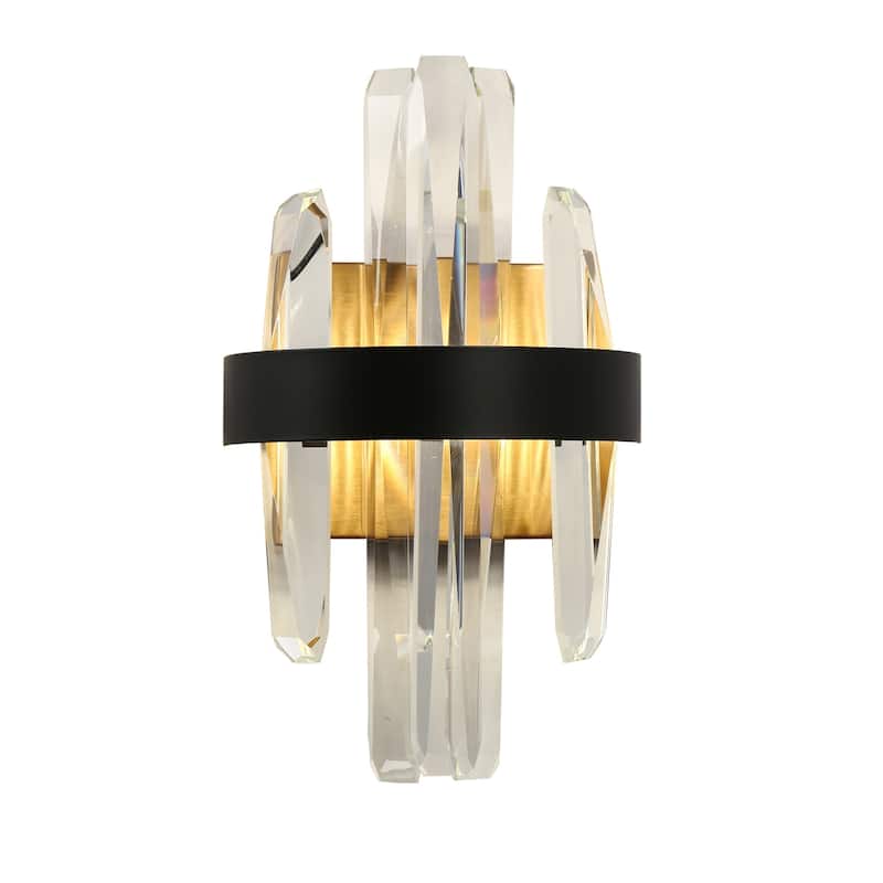Modern 1-Light LED Crystal Wall Sconce Black Gold Vanity Lights - L11.5" x W7"