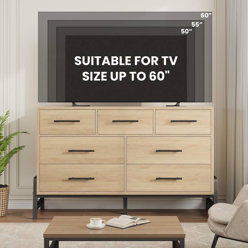 52" Dresser for Bedroom, 7 Dresser
