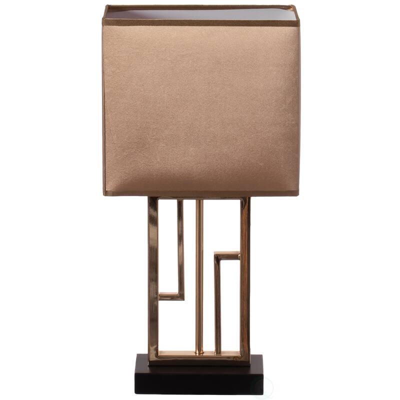 17" Decorative Metal Table Lamp with Gold Modern Stand and Brown Silk Lampshade