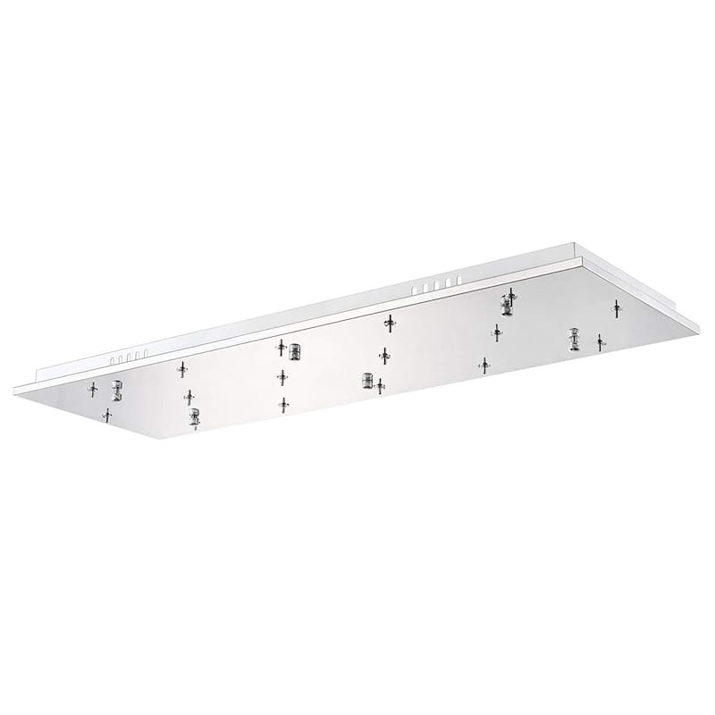 16-Light LED Rectangular Floating Glass Ball Chandelier - Chrome
