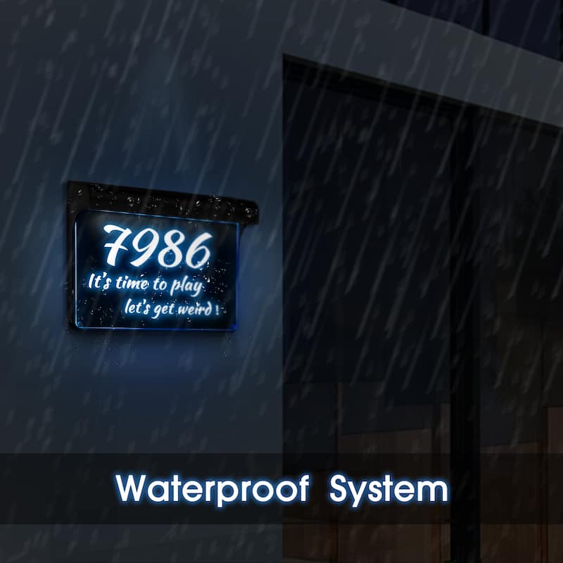 Solar Powered House Numbers Address Sign Dusk to Dawn Waterproof