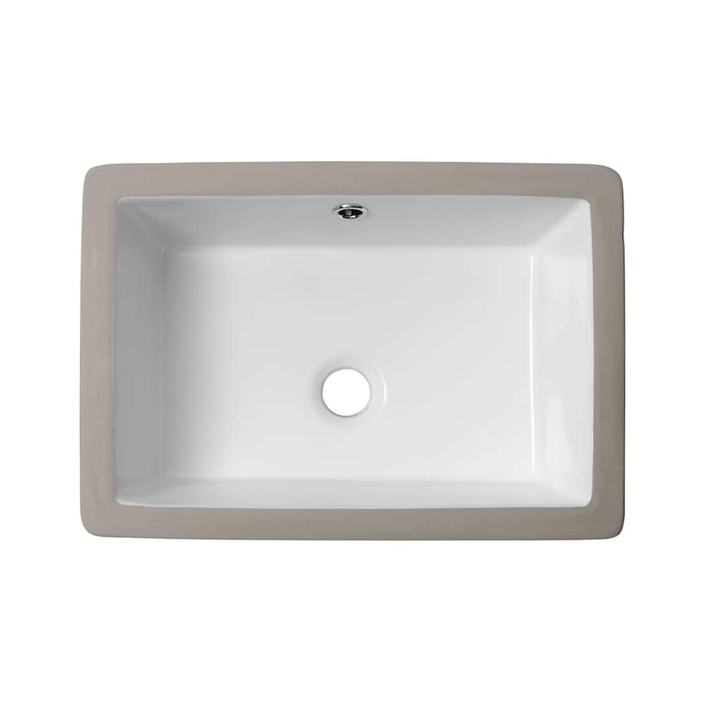 White Ceramic Rectangular Undermount Bathroom Sink with Overflow Hole