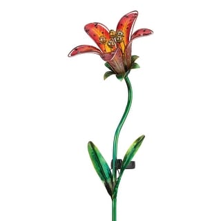 Solar Tiger Lily Stake - Red - 9"x7.25"x33"