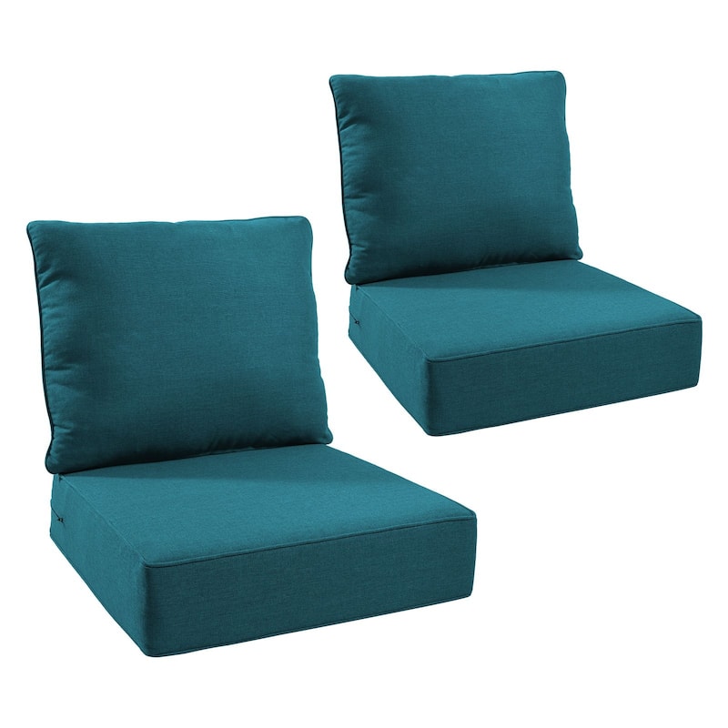 Pocassy 24"x24"x6" Thick Cushions Indoor/Outdoor Deep Seat Cushion - Peacocka Green - 2 Set Cushion