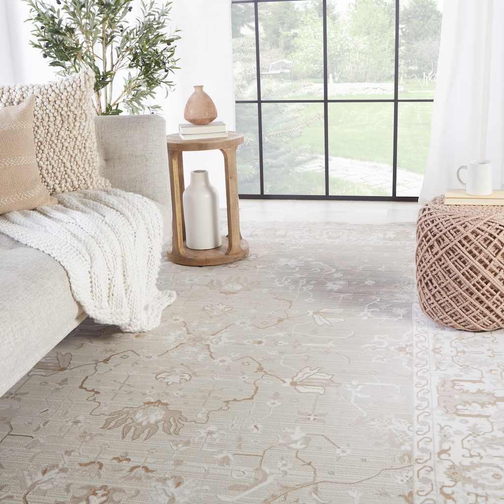 Dhaval Oriental Light Gray/ White Area Rug