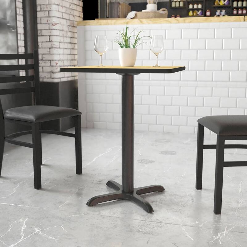 22" x 22" Restaurant Table X-Base with 3" Dia. Table Height Column - 22"D x 22"W x 28"H