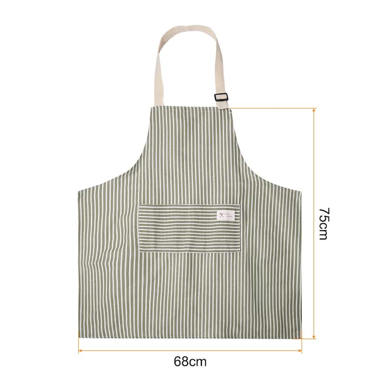2Pack Kitchen Cooking Aprons Adjustable Chef Apron 2 Pockets - 75x68cm - Grey Stripes