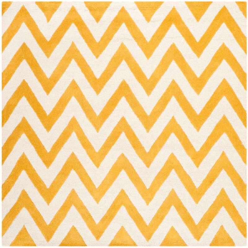 SAFAVIEH Handmade Cambridge Hicran Modern Moroccan Wool Rug - 6' Square - Gold/Ivory