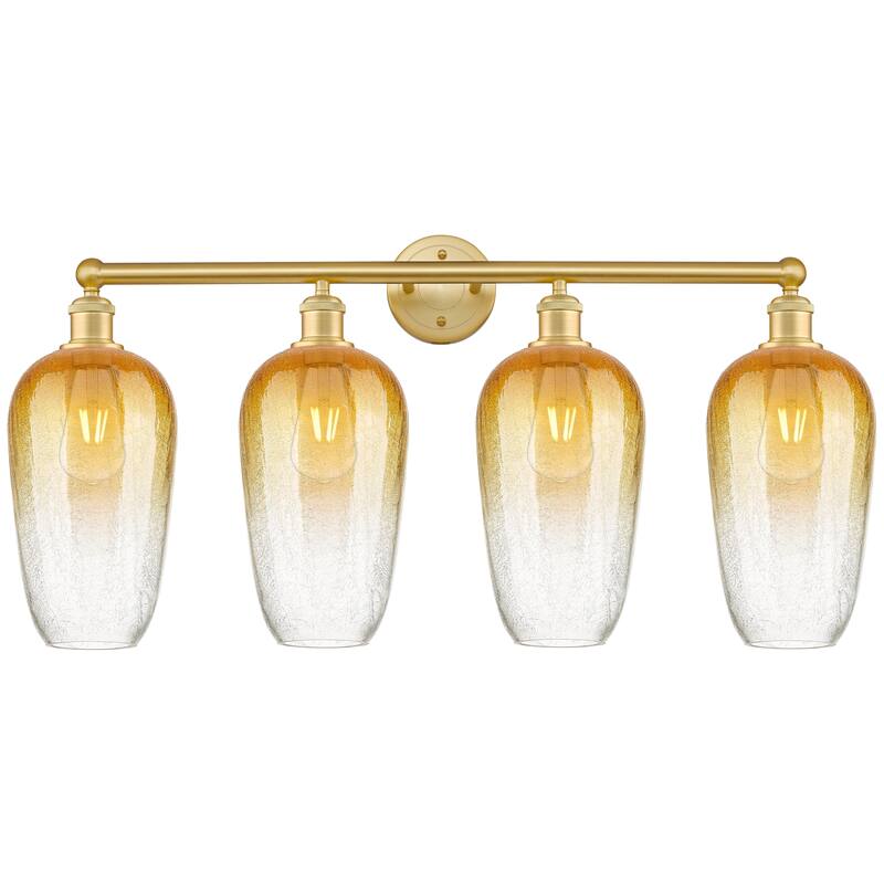 Innovations Lighting Endless Possibilities Edison - Brookhaven Flute - 4 Light 34" Bath Vanity Light - Satin Gold/Amber