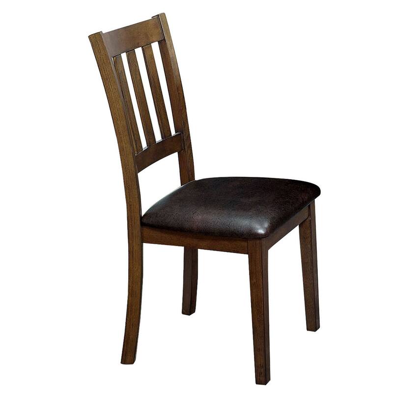 3 Piece Round Dining Table and Leatherette Chair Set, Brown