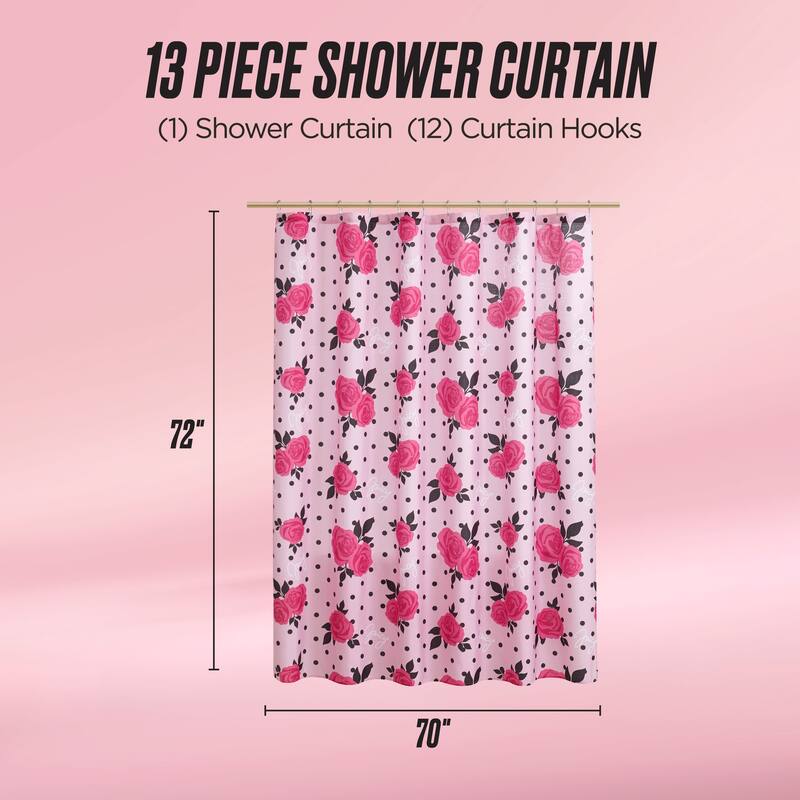 Juicy Couture 13-Piece Shower Curtain and Hooks Set