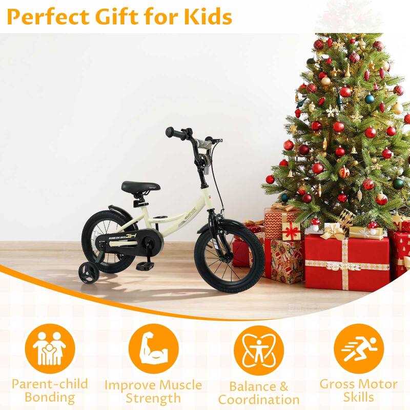 Costway 14" Kids Bike with Removable Training Wheels Adjustable Seat & - See Details