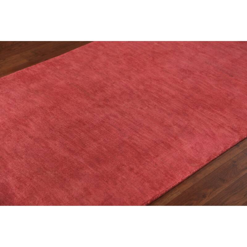 Pink Gabbeh Oriental Runner Rug Hand-Knotted Wool Carpet - 3'2" x 12'3"