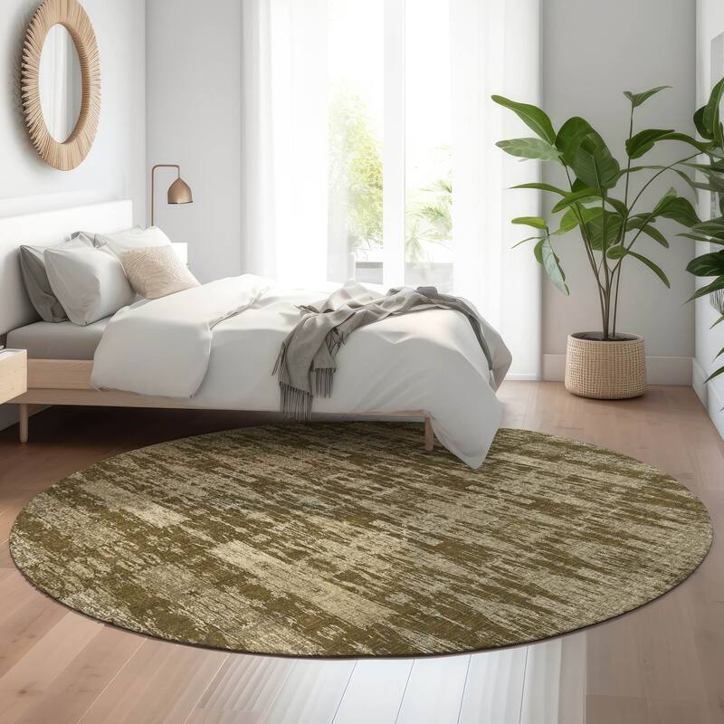 Premium Washable Super Soft Distressed Ombre Mayfield Rug - Chocolate - 8' x 8' - Round