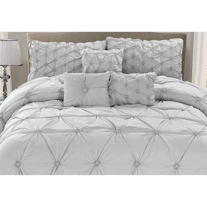 Chateau Grey 7-piece Elegant Pleated Designer Comforter Set