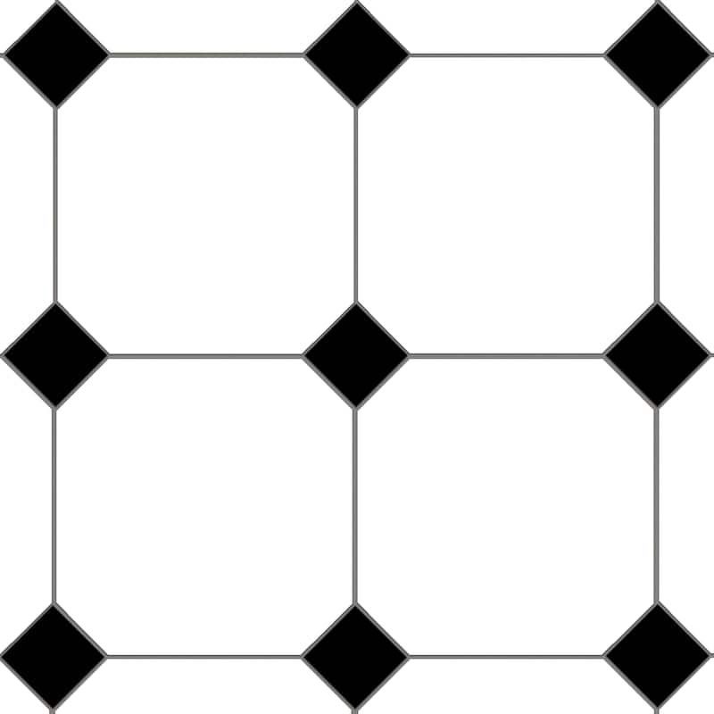 Merola Tile Monocolor Octagon Alaska with Taco Nero 12-1/4" x 12-1/4" Ceramic Floor and Wall Tile