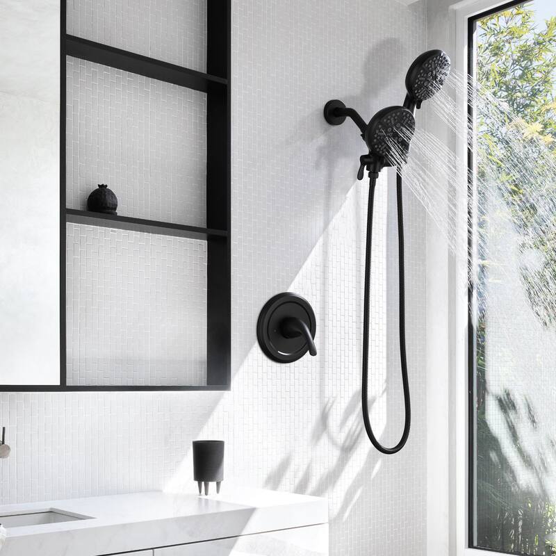 Pressure Balanced 7-Way Shower Head Combo, Hand Held Shower & Rain Shower Separately or Together with Rough-in Valve