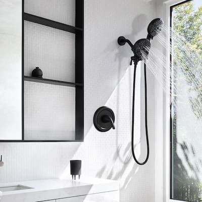 Pressure Balanced 7-Way Shower Head Combo, Hand Held Shower & Rain Shower Separately or Together with Rough-in Valve