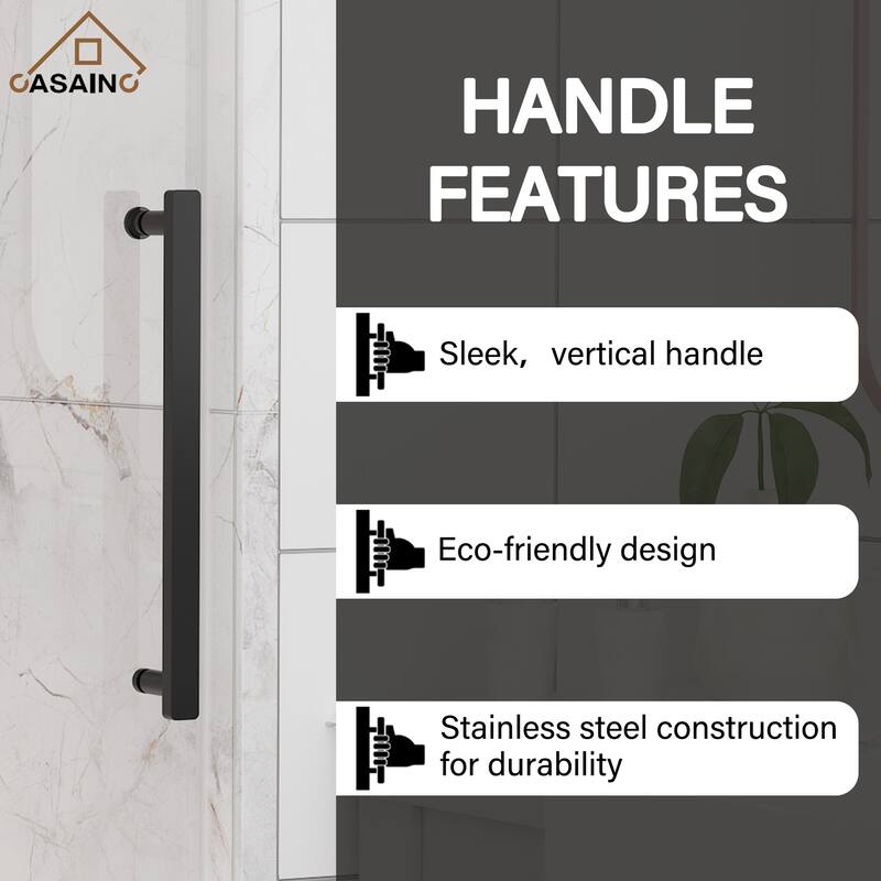 CASAINC 48 or 60 in. W x 76 in. H Double Sliding Frameless Shower Door