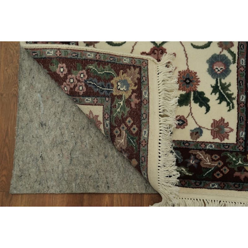 Hand Knotted Oriental 100% Wool Carpet Traditional All-Over Beige & Ivories Kashan Runner Rug - 9' 9'' X 2' 7''