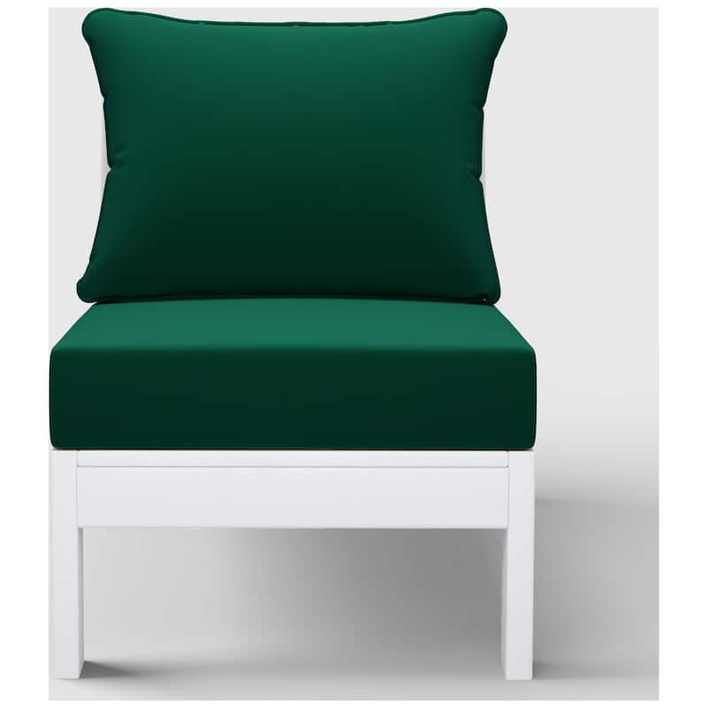 Birchwood All Weather HDPE Outdoor Patio Deep Seating White Armless Chair With Cushions (1-Piece)