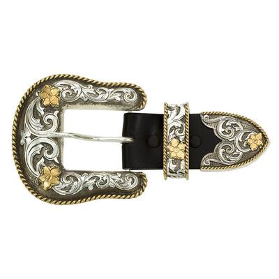 Montana Silversmiths Western Belt Buckle Set Filigree Antiqued 61565