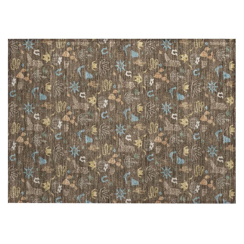 Machine Washable Indoor/ Outdoor Cowboy Ranch Chantille Rug