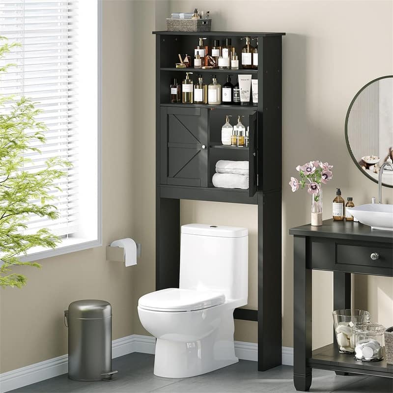 Over The Toilet Storage - 7.9"D x 23.6"W x 69.7"H - Black