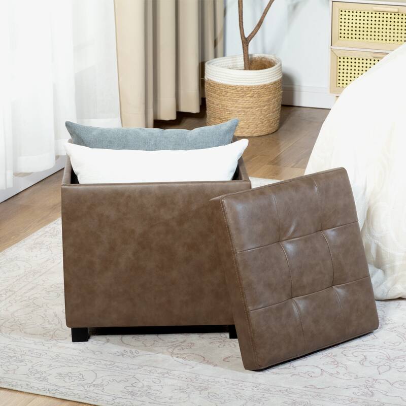 Adeco Storage Ottoman With Tray