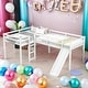 preview thumbnail 1 of 11, Twin Size L-Shaped Loft Bed With Ladder And Slide,Sturdy Frame for Home White