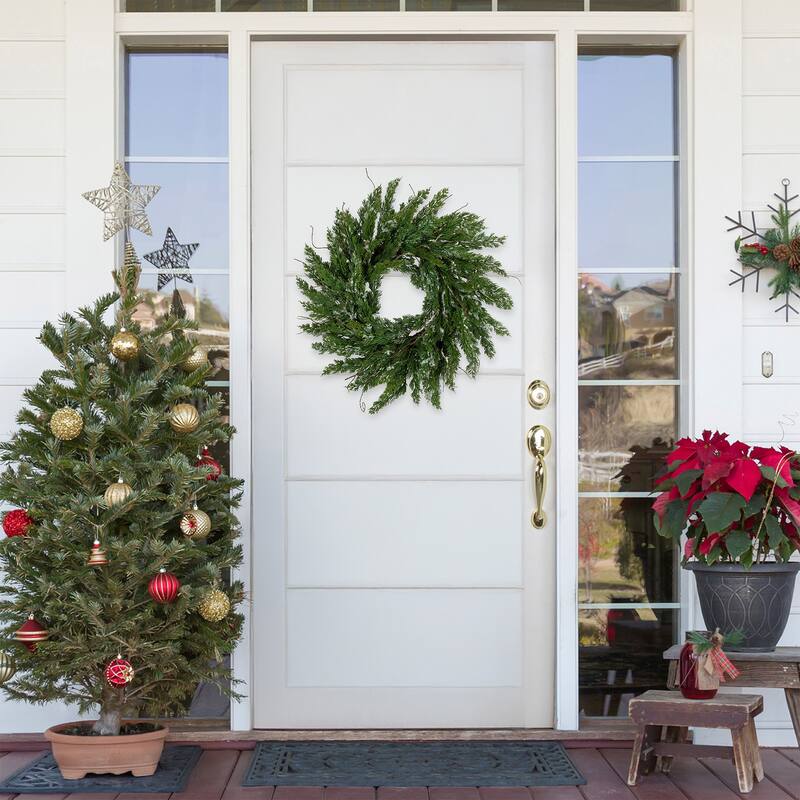 real touch™️ iced cedar artificial christmas wreath 24" unlit