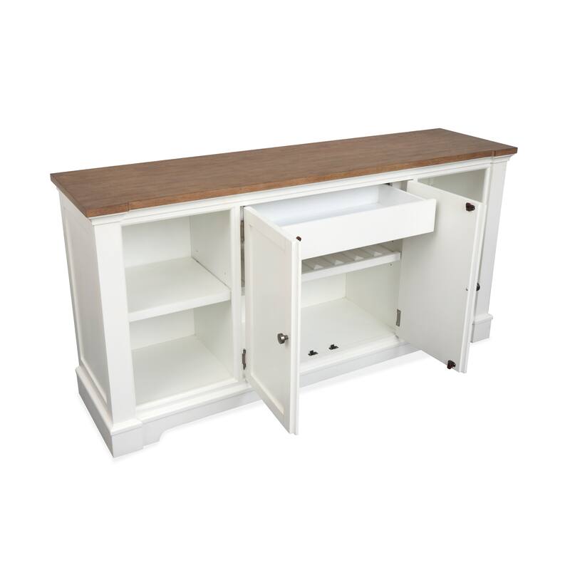 Magnussen Home Kingston Whisper White And Cerused Nutmeg Credenza - 68''W x 18''D x 34''H