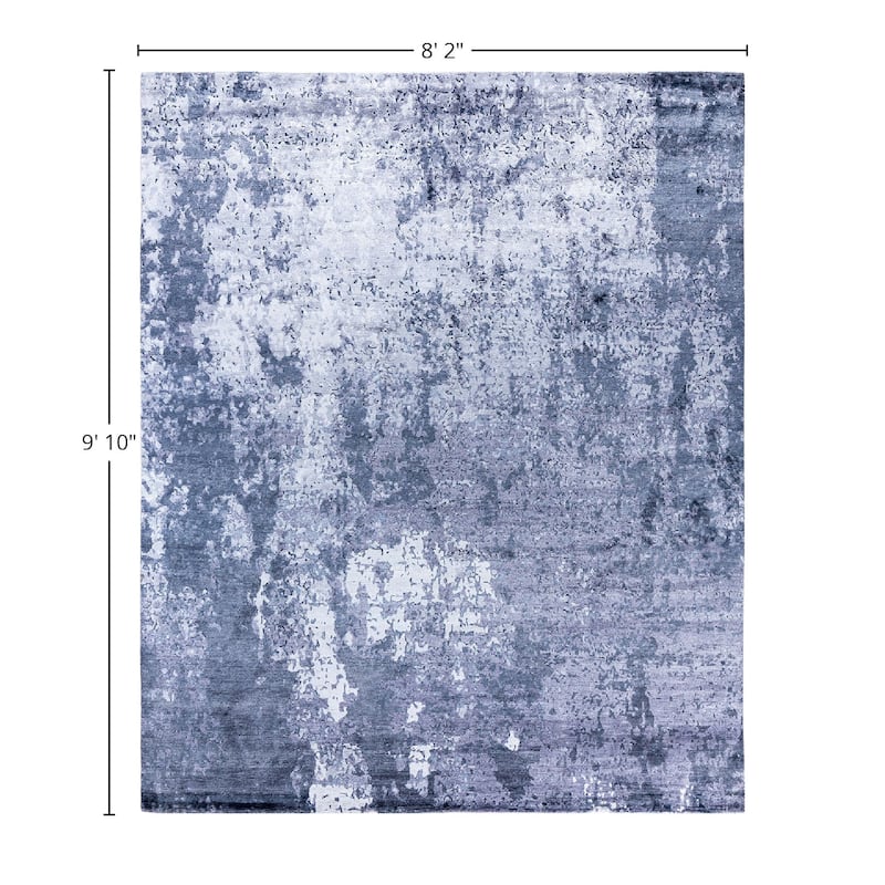 Modern One-of-a-Kind Hand-Knotted Area Rug, Light Blue - 8' 2" x 9' 10"