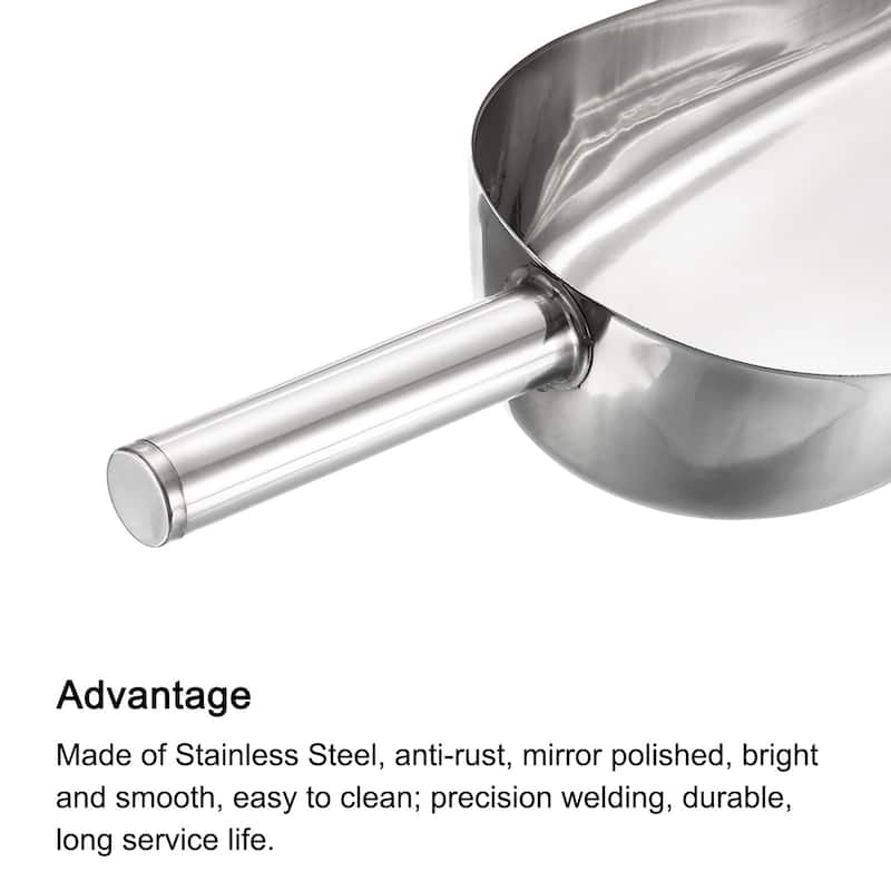 Ice Scoop Stainless Steel 9.5x3.3" Flour Cereal Sugar Food Utility Shovel - Silver