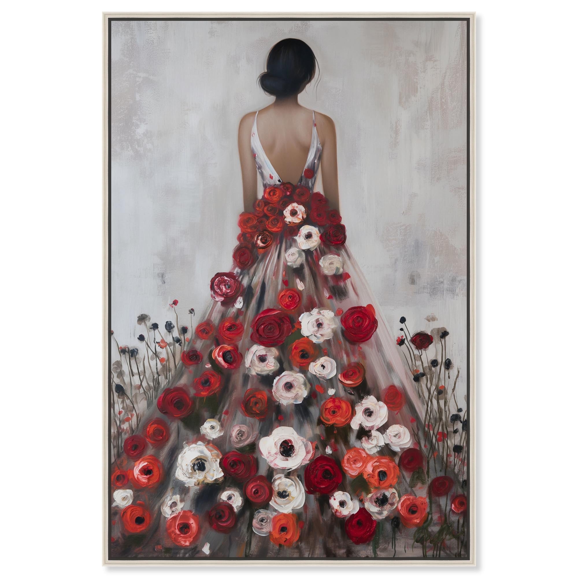 Rose Blossom Couture Canvas Ebony Portrait Art by Art Remedy