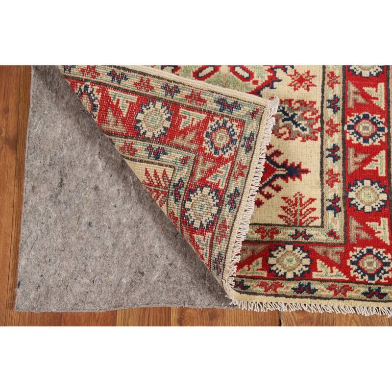 Geometric Kazak Oriental Rug Handmade Traditional Beige Wool Carpet - 2'0" x 3'0"