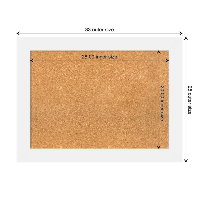 Corvino Wood Framed Natural Corkboard Bulletin Board - Corvino White - Board Size 28x20