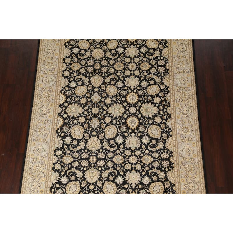 Wool/ Silk Floral Oriental Tabriz Vegetable Dye Area Rug Hand-knotted - 6'1" x 9'1"