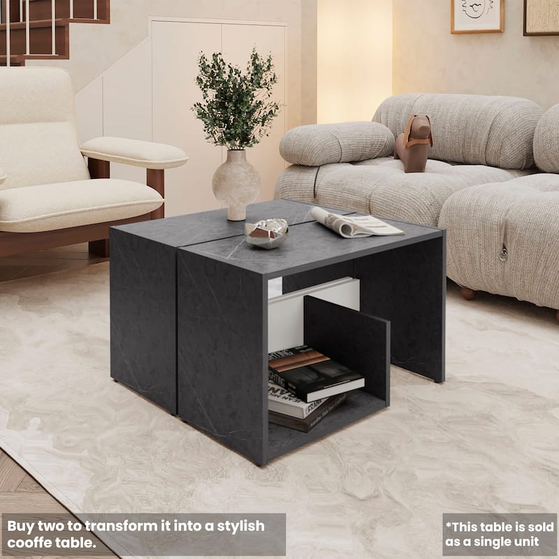 Onix White Melamine Compact Accent Side Table for Living Room or Bedroom - 24.9”(H) x 15.7”(L) x 11.8”(W)