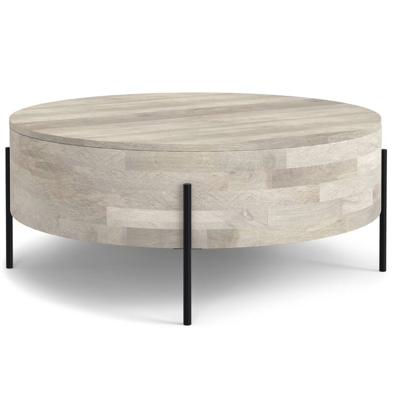WYNDENHALL Farmington Modern Industrial Round Drum Coffee Table - 38"d x 38" w x 14"h